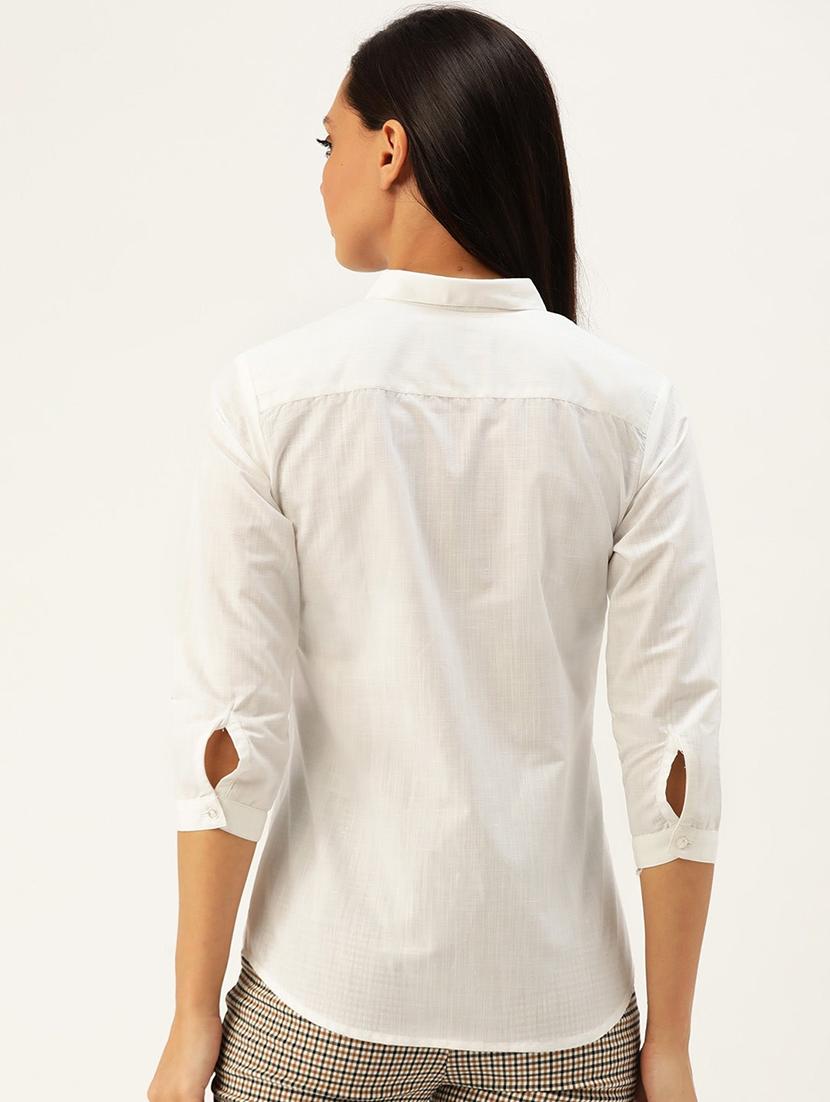 white linen blend regular shirt - 22038485 - Standard Image - 2