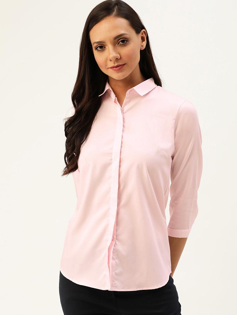 women solid collared three quarter sleeve shirt - 22038486 - Zoom Image - 0