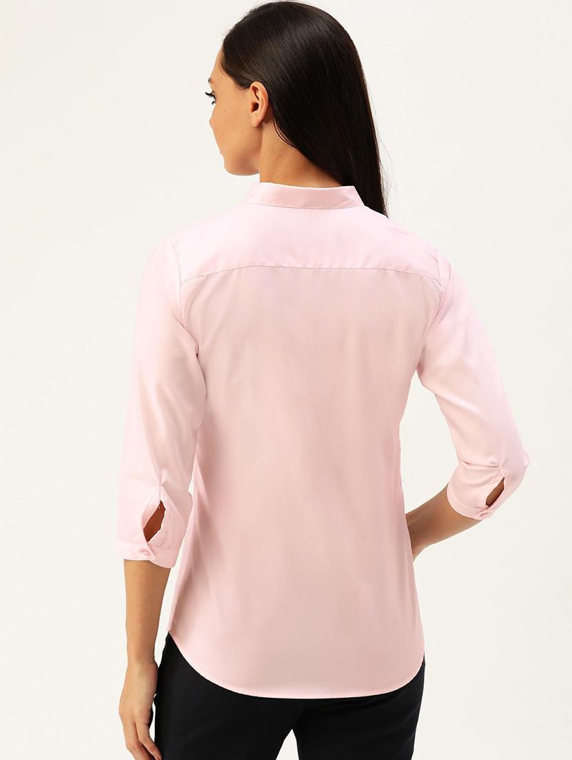 women solid collared three quarter sleeve shirt - 22038486 - Standard Image - 2