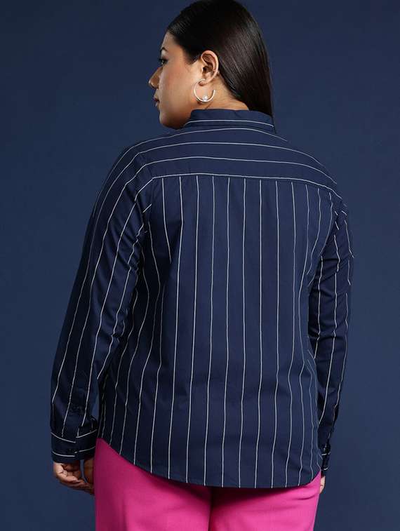 navy blue cotton regular shirt - 22038502 -  Standard Image - 2
