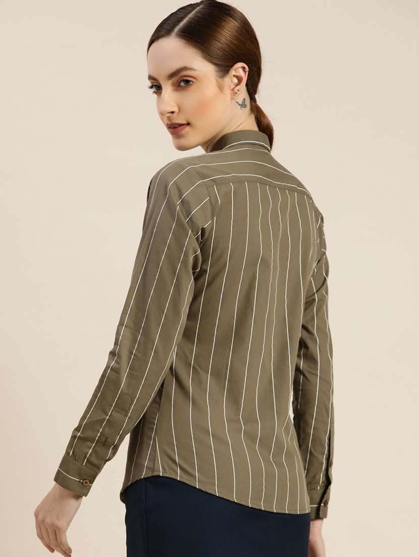 olive cotton regular shirt - 22038503 -  Standard Image - 2