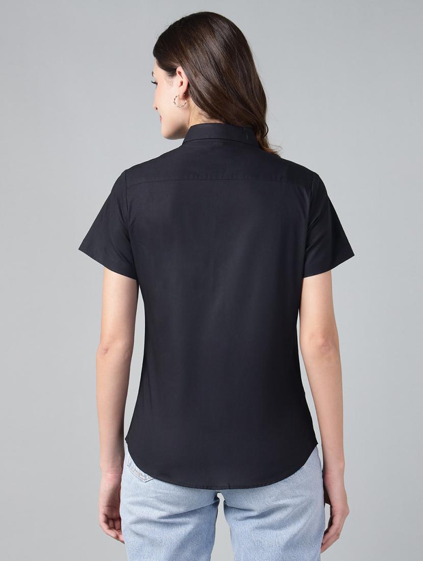 women solid collared short sleeve shirt - 22038515 - Standard Image - 2