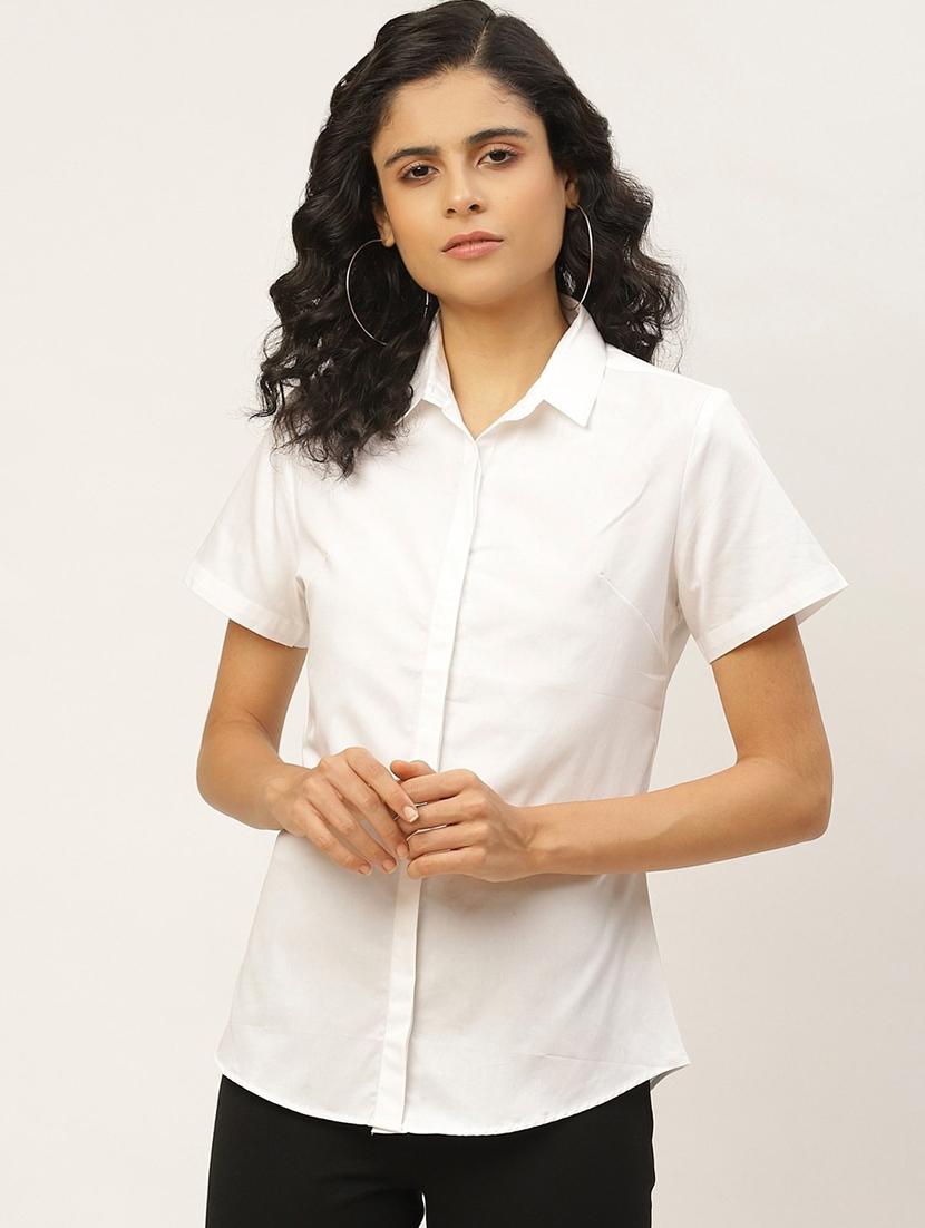women solid collared short sleeve shirt - 22038520 - Zoom Image - 0