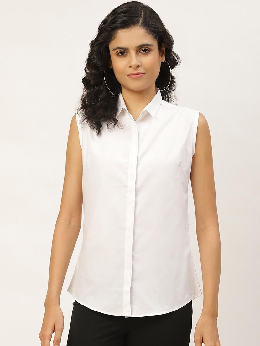women solid collared sleeveless shirt - 22038526 - Zoom Image - 0