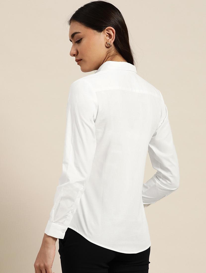 women solid collared long sleeve shirt - 22038528 - Standard Image - 2