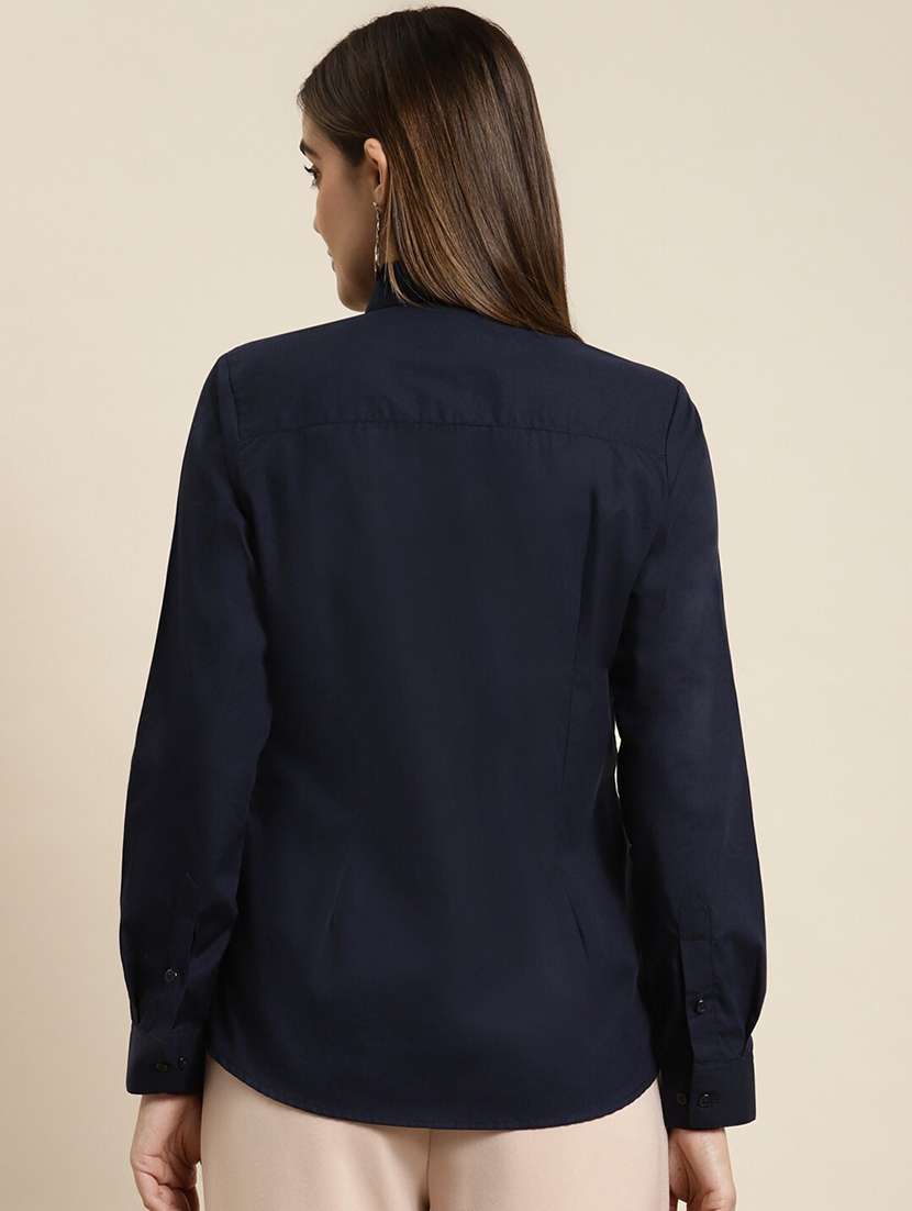 navy blue cotton regular shirt - 22038558 -  Standard Image - 2