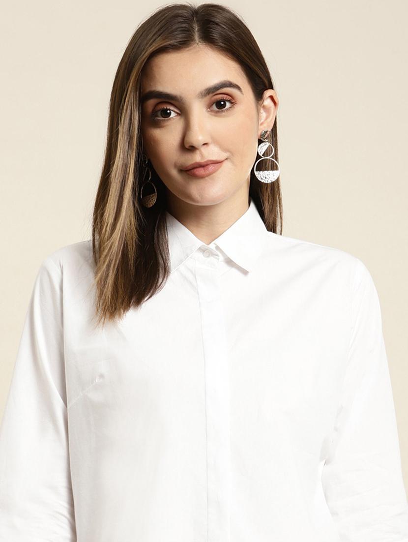 women solid collared long sleeve shirt - 22038562 - Standard Image - 2