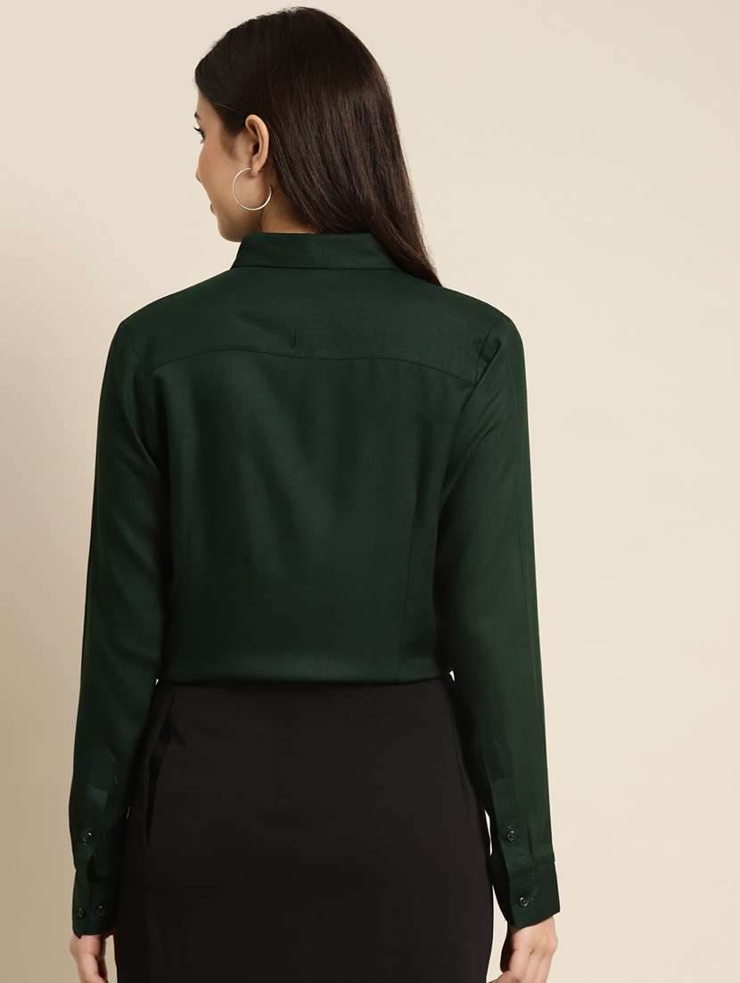 women solid collared long sleeve shirt - 22038571 -  Standard Image - 2