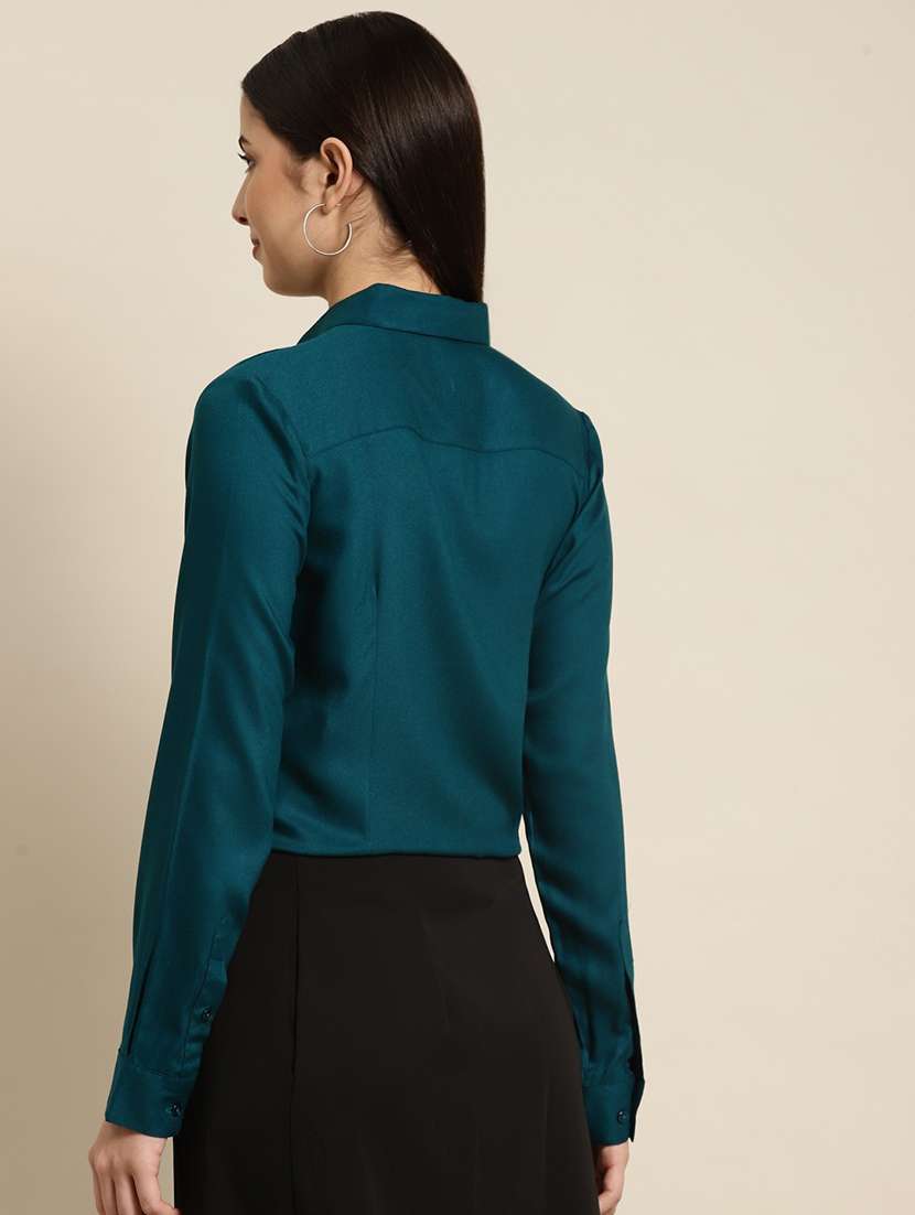 women solid collared long sleeve shirt - 22038579 -  Standard Image - 2