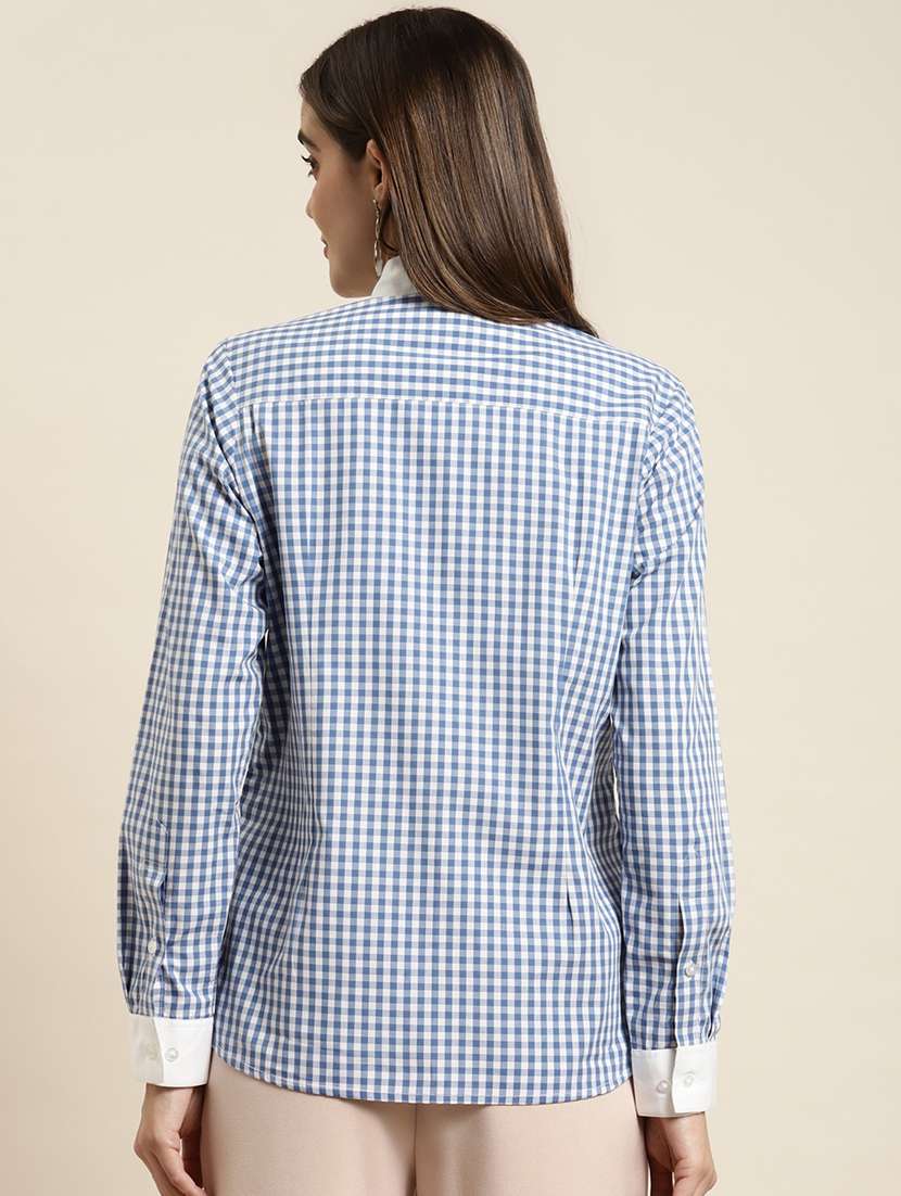 women checkered collared long sleeve regular fit shirt - 22038581 -  Standard Image - 2