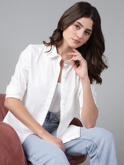 white cotton regular shirt - 22038582 - Standard Image - 0
