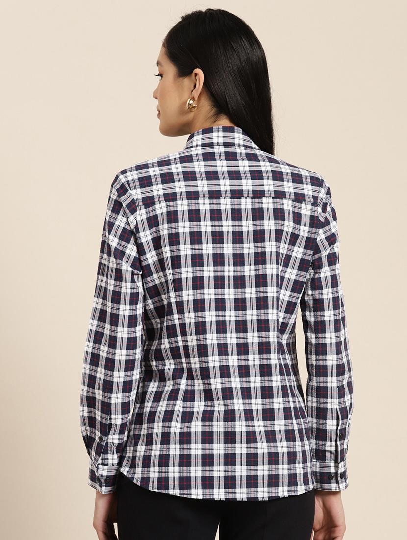 women checkered collared long sleeves regular shirt - 22038590 - Standard Image - 2