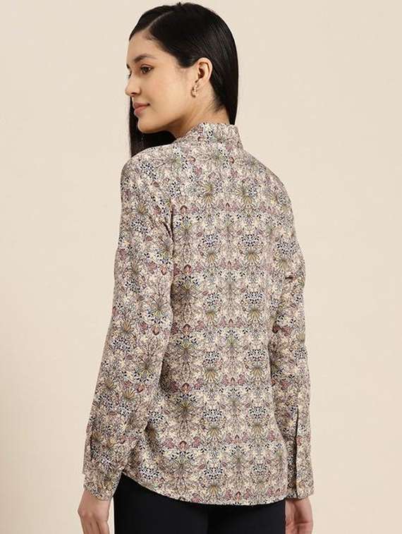 women printed collared long sleeves regular shirt - 22038591 - Standard Image - 2