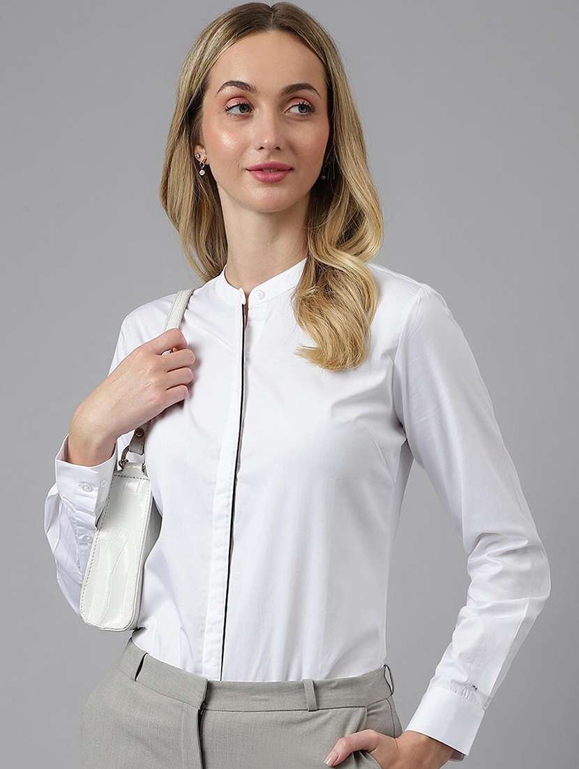 women solid long sleeves regular shirt - 22038599 - Zoom Image - 0