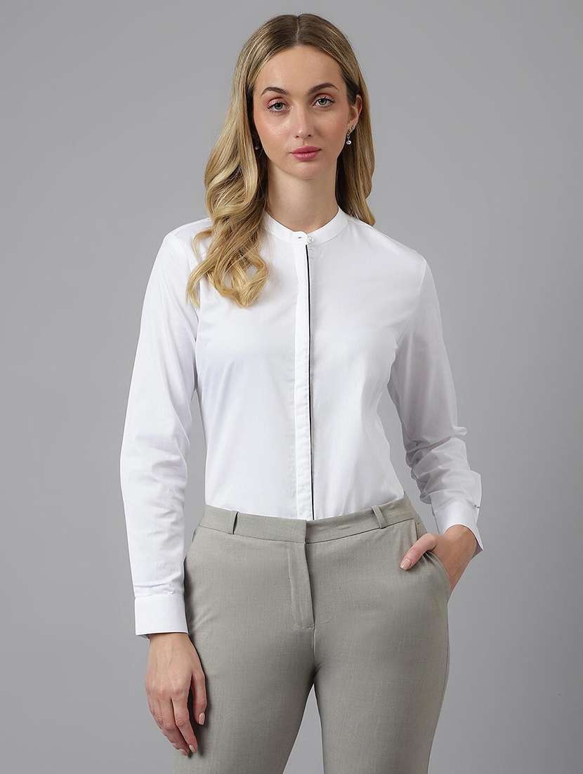 women solid long sleeves regular shirt - 22038599 - Standard Image - 2