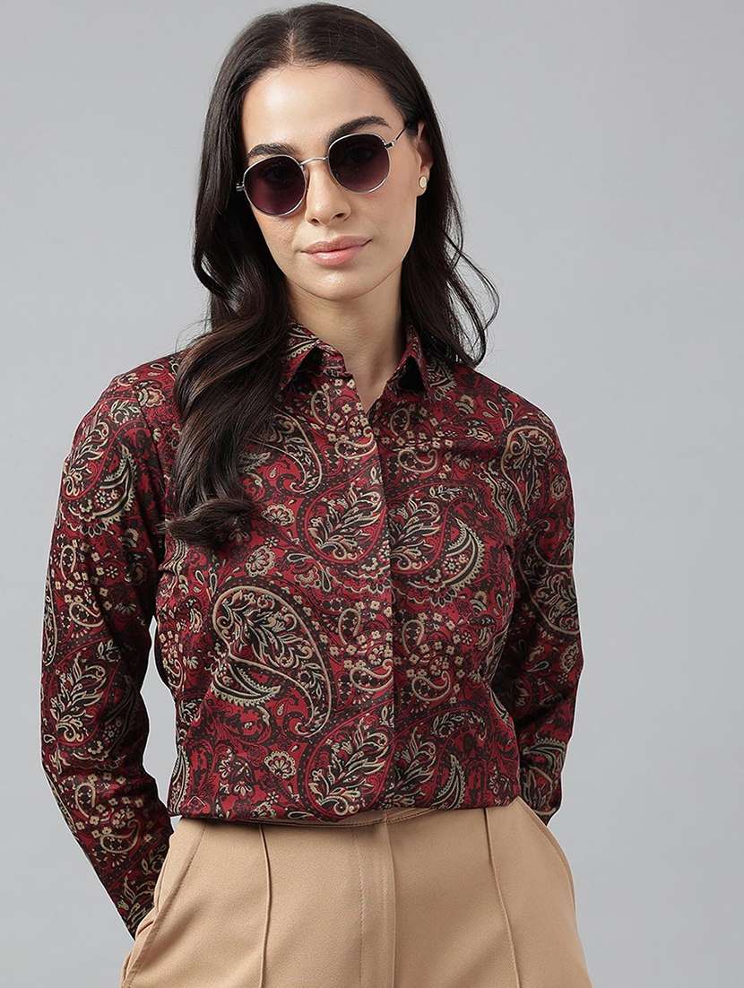 women collared long sleeve regular fit shirt