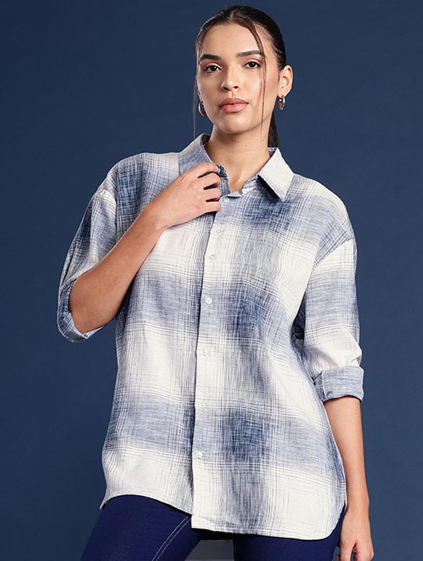 women checkered collared long sleeves shirt - 22038687 - Zoom Image - 0