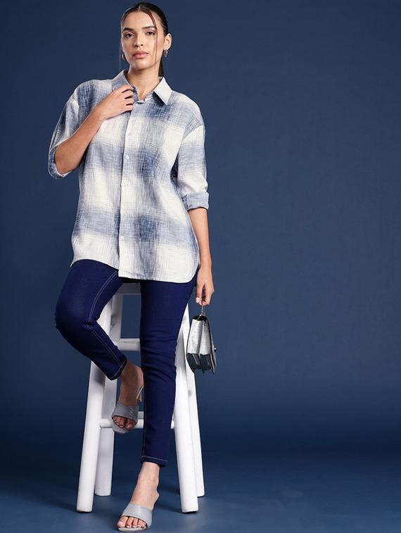 women checkered collared long sleeves shirt - 22038687 - Standard Image - 2
