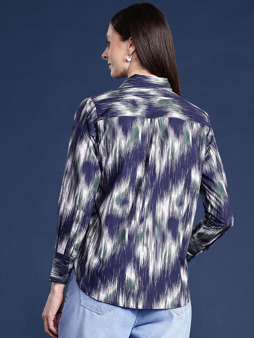 women printed collared long sleeves shirt - 22038704 - Standard Image - 2