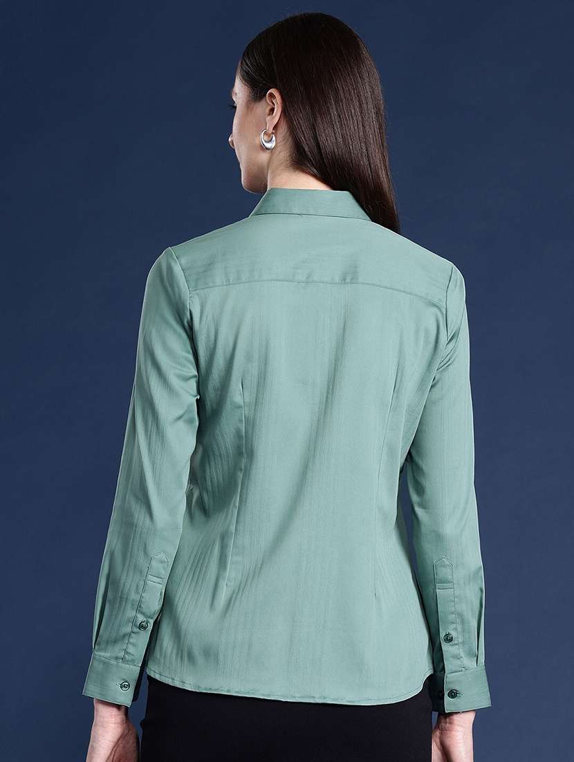 women solid collared long sleeve shirt - 22038709 -  Standard Image - 2