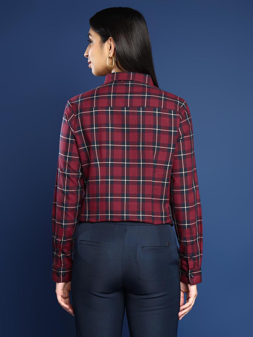 women checkered collared long sleeves shirt - 22038722 - Standard Image - 2