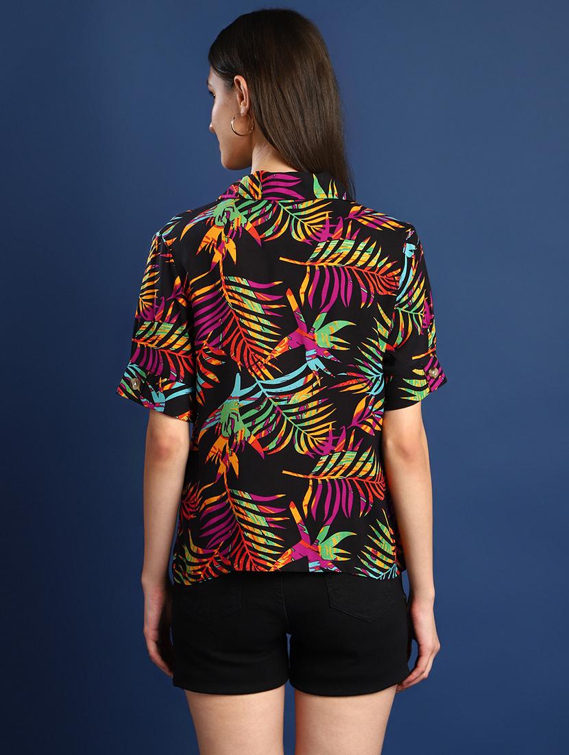 women printed collared short sleeves shirt - 22038736 - Standard Image - 2