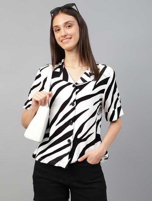 women printed lapel collar regular fit shirt - 22038738 -  Standard Image - 0