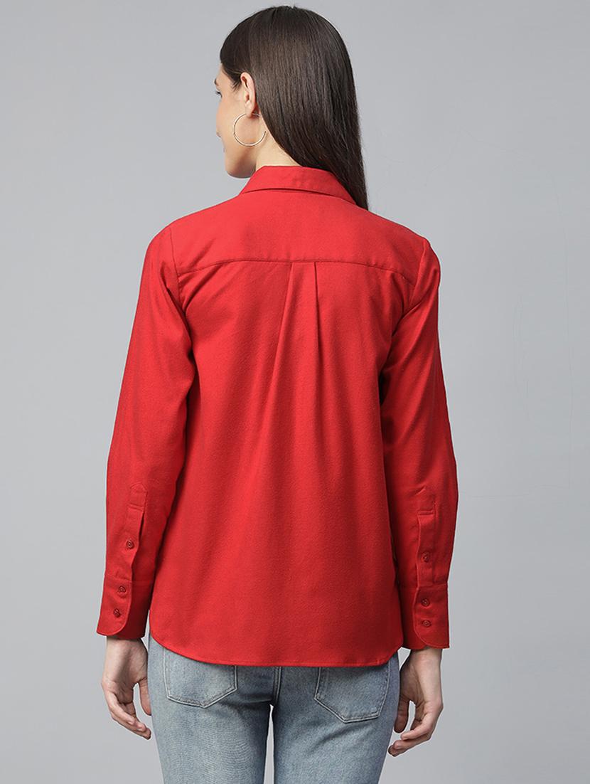 women solid collared long sleeve shirt - 22038750 - Standard Image - 2