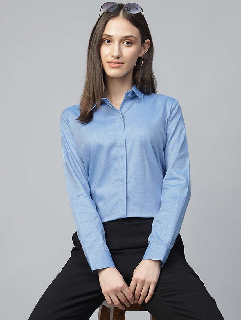 women self designed collared long sleeve shirt - 22038752 - Zoom Image - 0