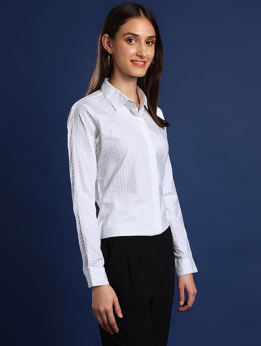 women solid collared long sleeve shirt - 22038757 - Standard Image - 2