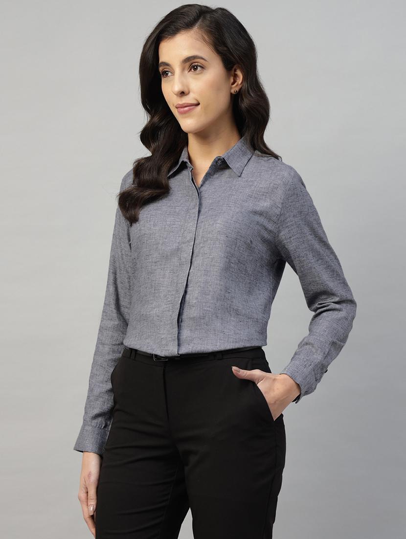 women collared long sleeve regular fit shirt - 22038784 - Standard Image - 2