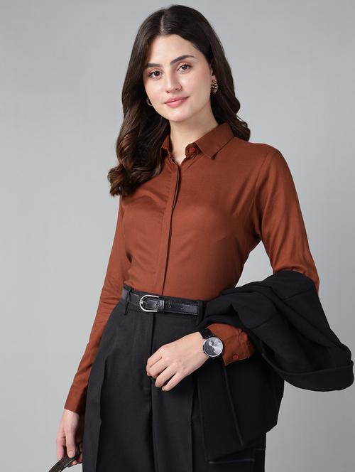 brown cotton regular shirt - 22038804 - Standard Image - 0