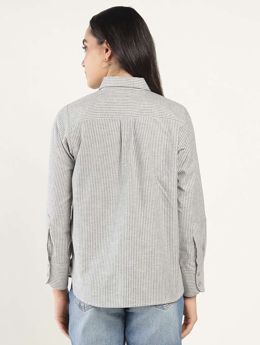 women collared long sleeve relaxed fit shirt - 22038809 - Standard Image - 2