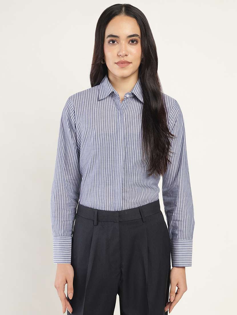 women collared long sleeve regular fit shirt - 22038812 -  Standard Image - 2