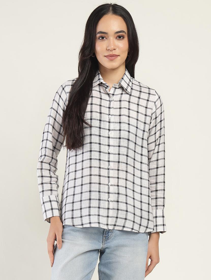 women checkered collared long sleeves shirt - 22038819 - Standard Image - 2