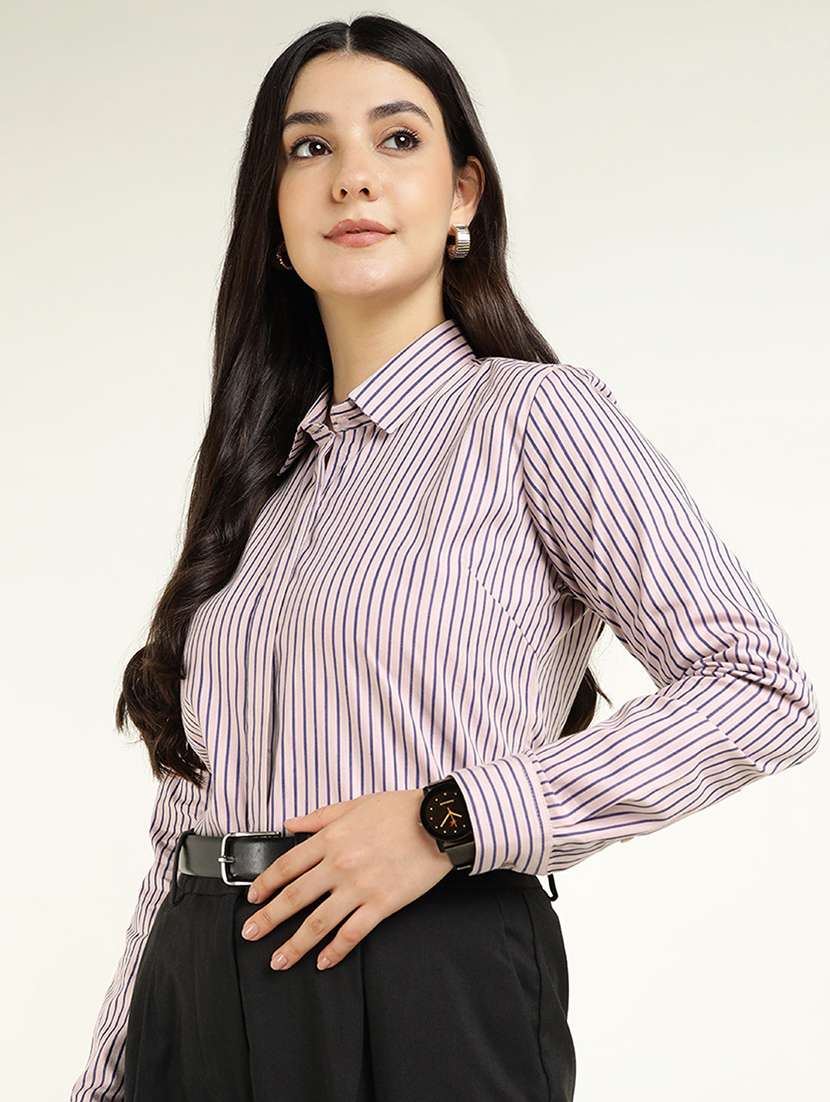 women collared long sleeve regular fit shirt