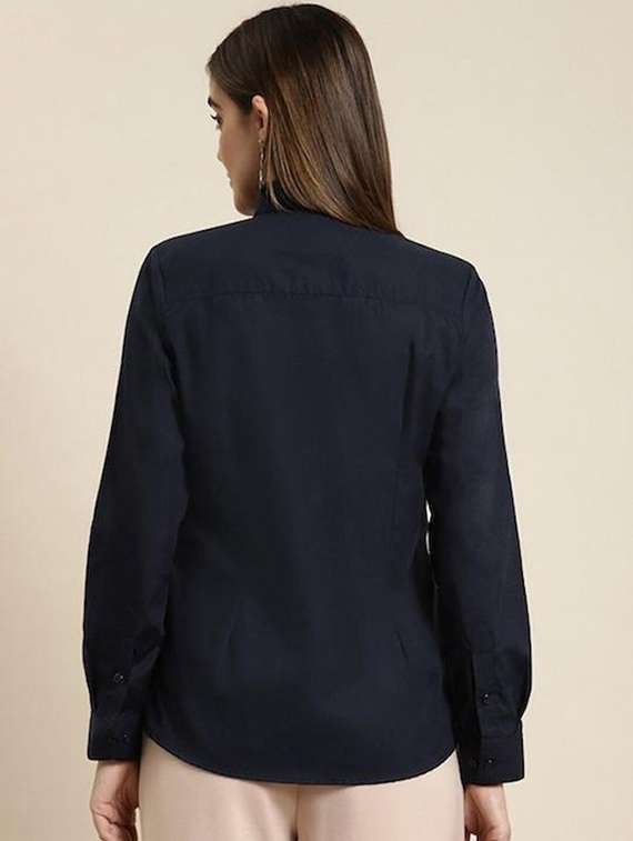 women solid collared long sleeve shirt - 22038853 -  Standard Image - 2