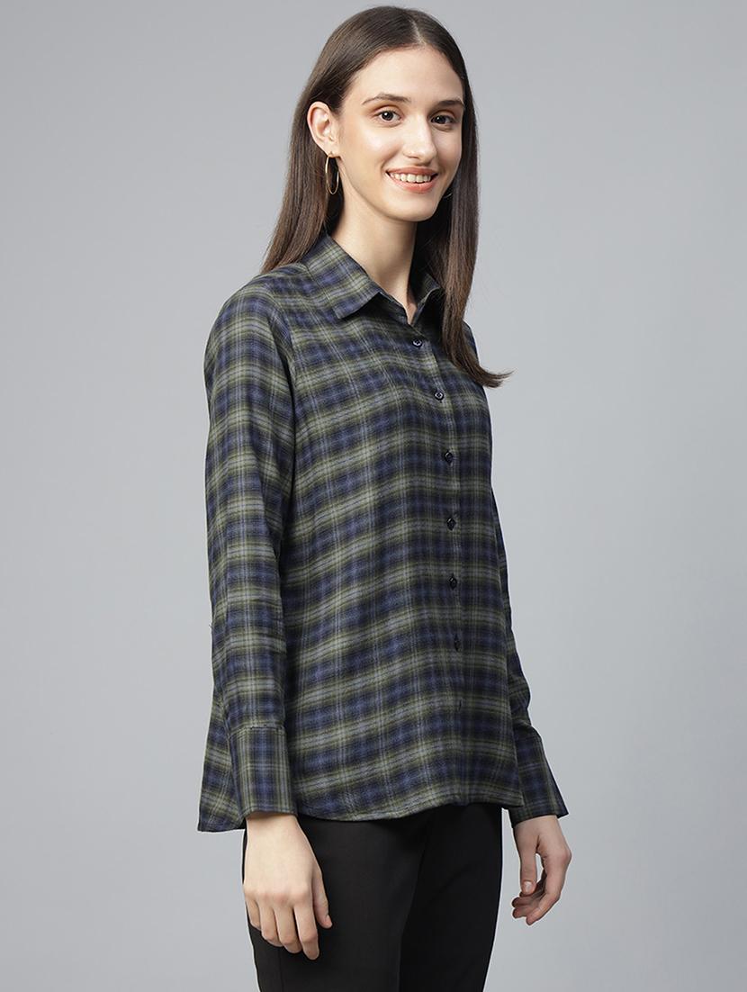 women checkered collared long sleeve shirt - 22038873 - Standard Image - 2