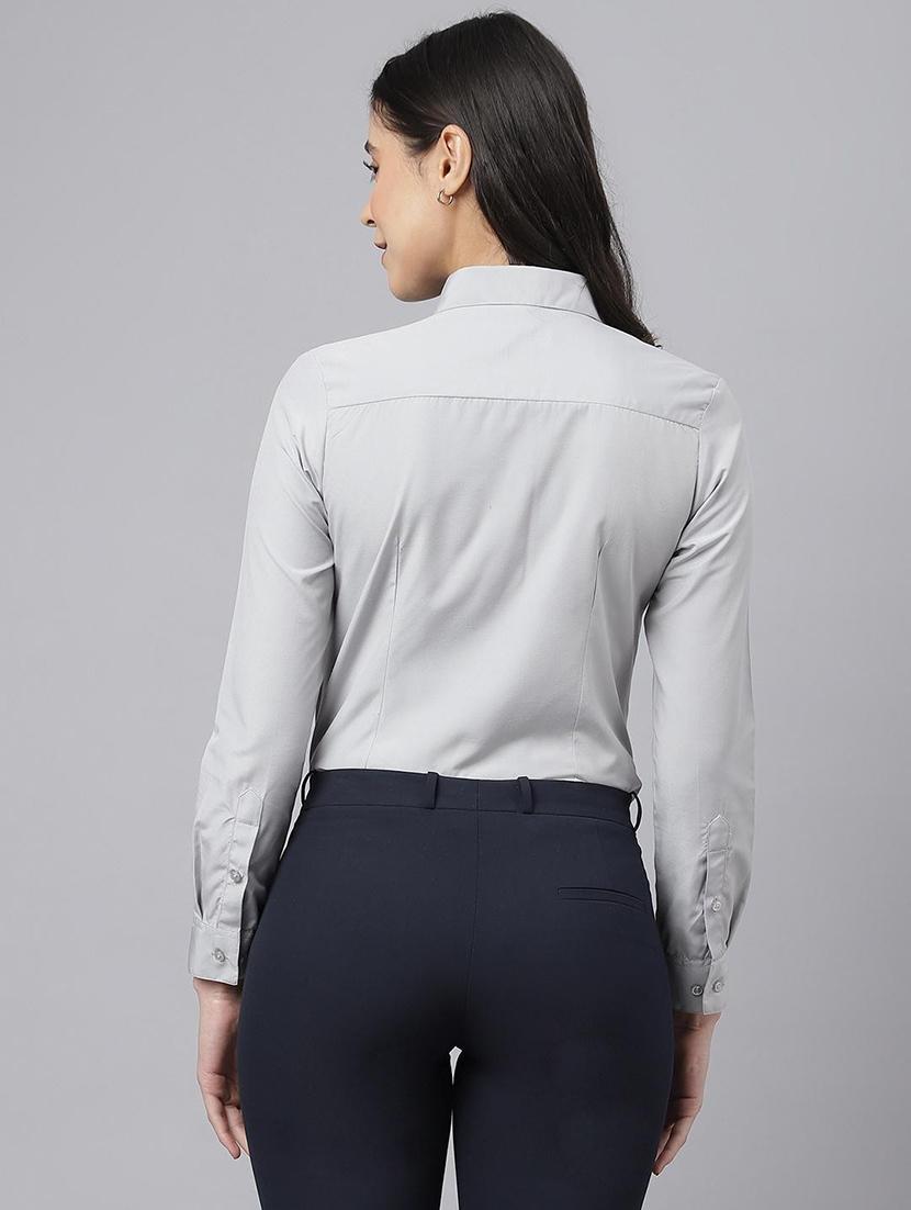 women solid collared long sleeve shirt - 22038879 - Standard Image - 2