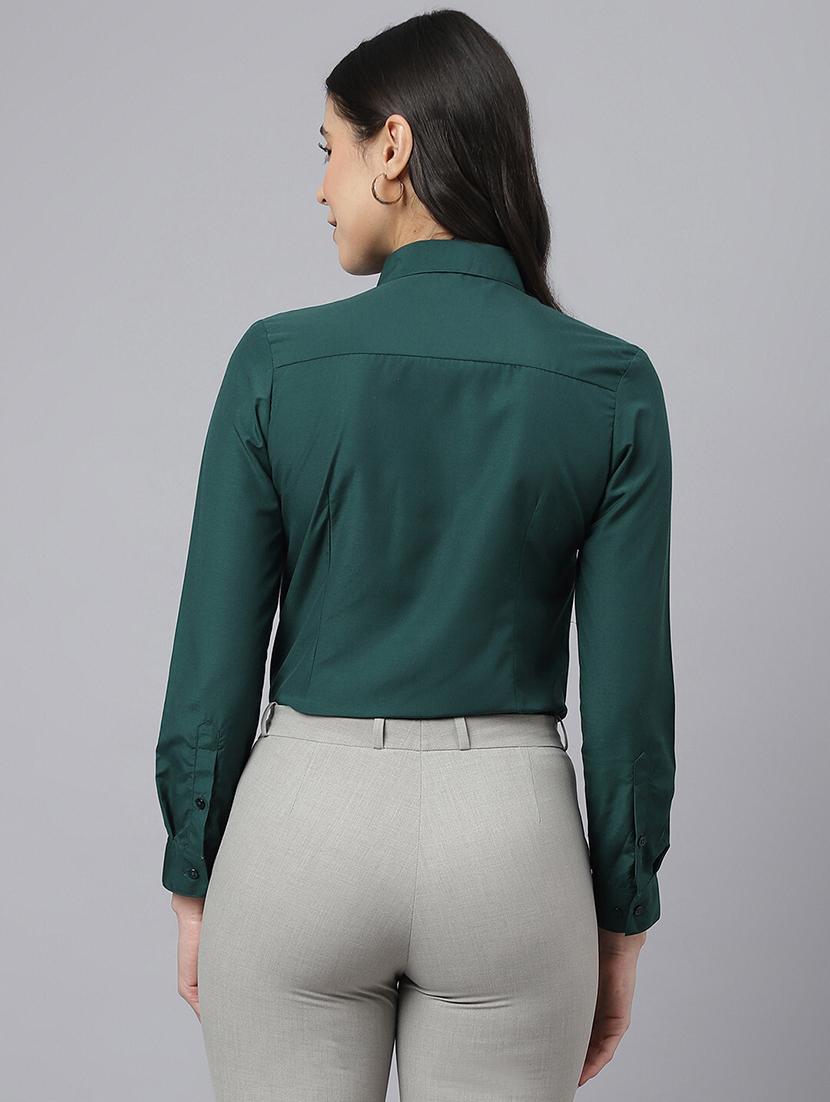 women solid collared long sleeve shirt - 22038880 - Standard Image - 2