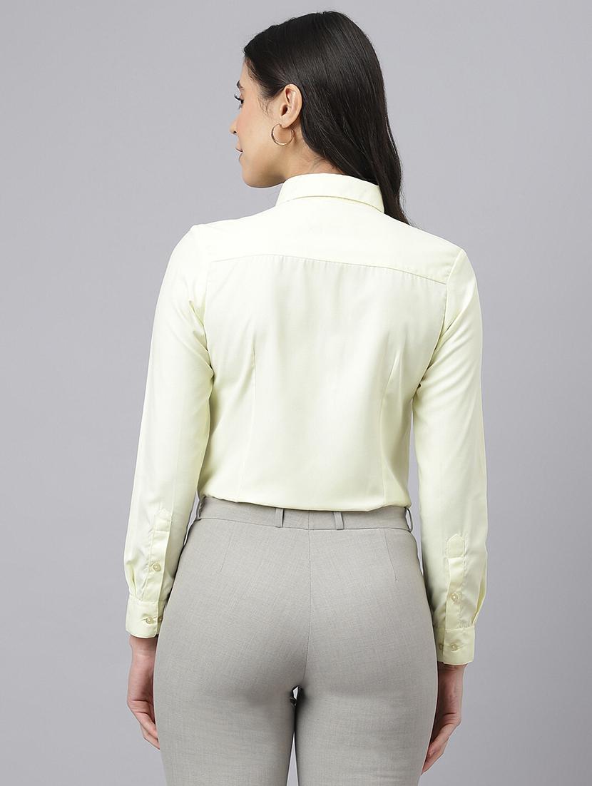 women solid collared long sleeve shirt - 22038882 - Standard Image - 2