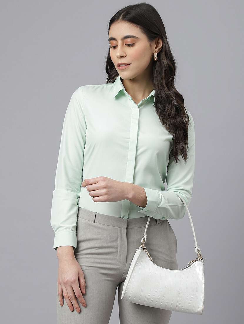 green polyester regular shirt - 22038883 - Zoom Image - 0