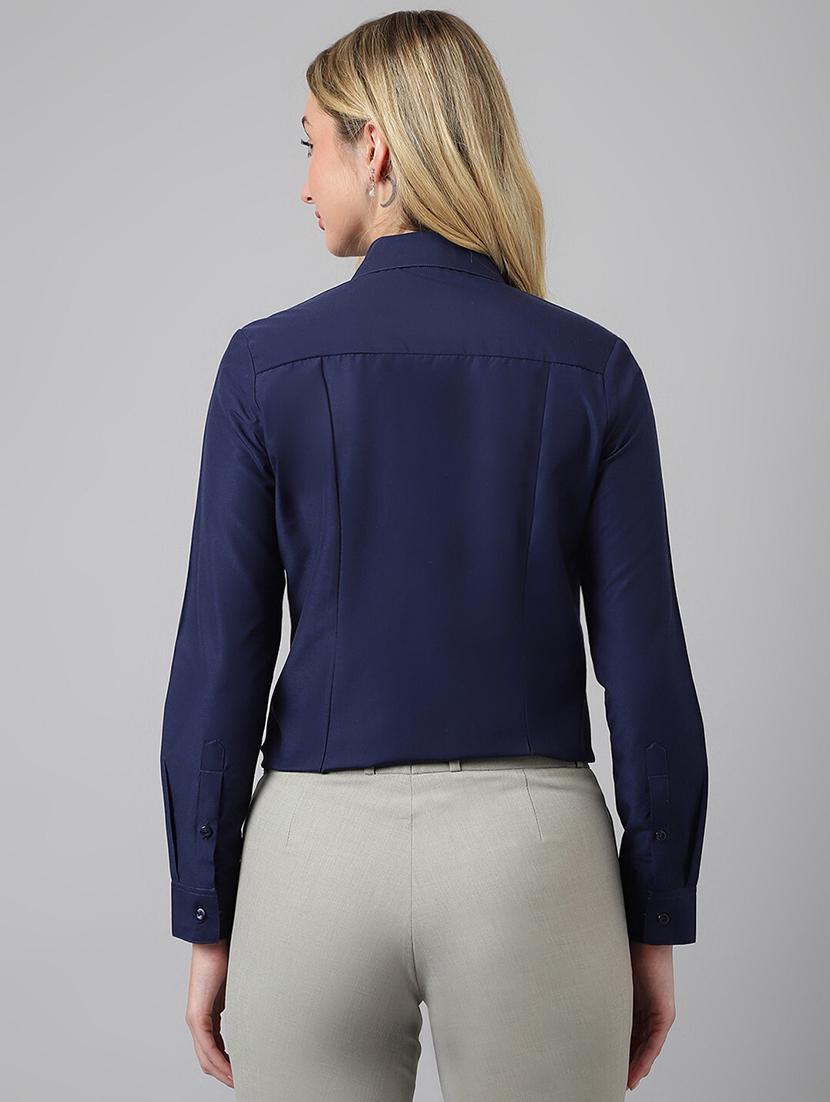 women solid collared long sleeve shirt - 22038887 - Standard Image - 2
