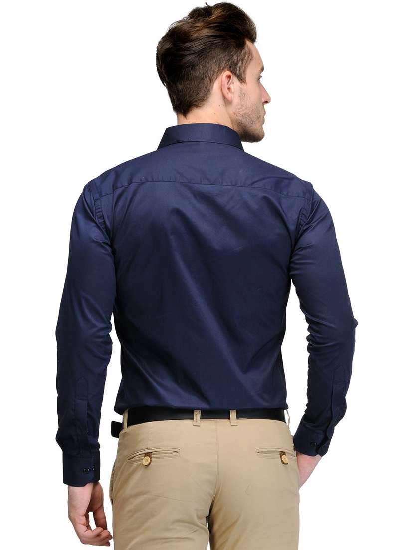 men solid collared long sleeve regular fit shirt - 22038891 - Standard Image - 2