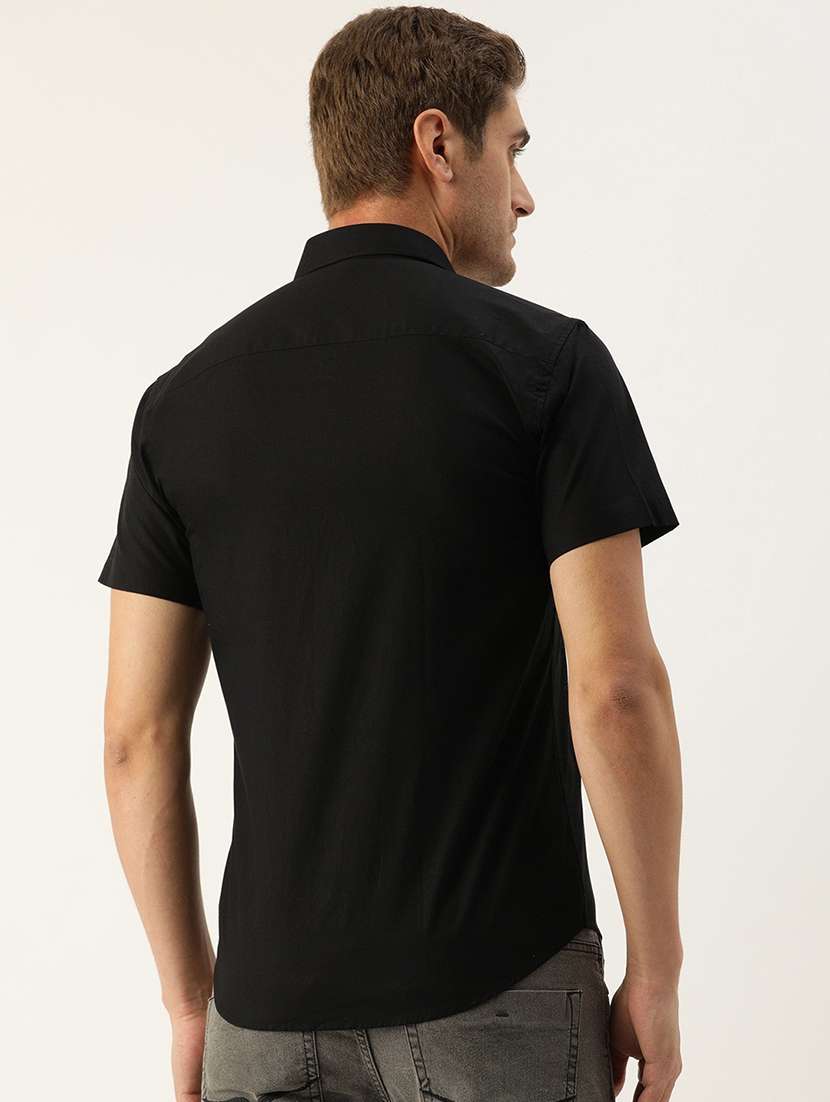 men solid collared short sleeve regular fit shirt - 22038896 - Standard Image - 2