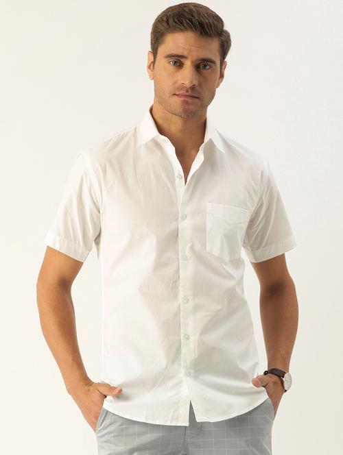 men solid collared short sleeve regular fit shirt - 22038897 -  Standard Image - 0