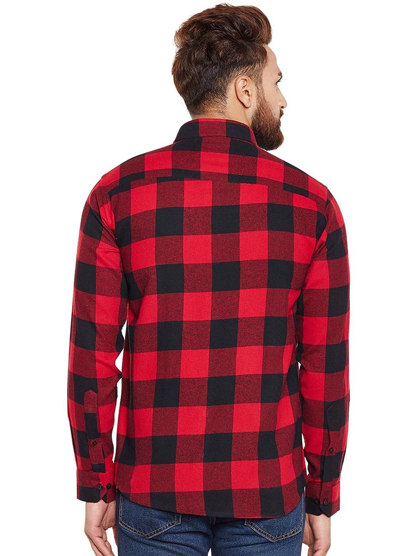 men checkered collared long sleeve regular fit shirt - 22038898 - Standard Image - 2