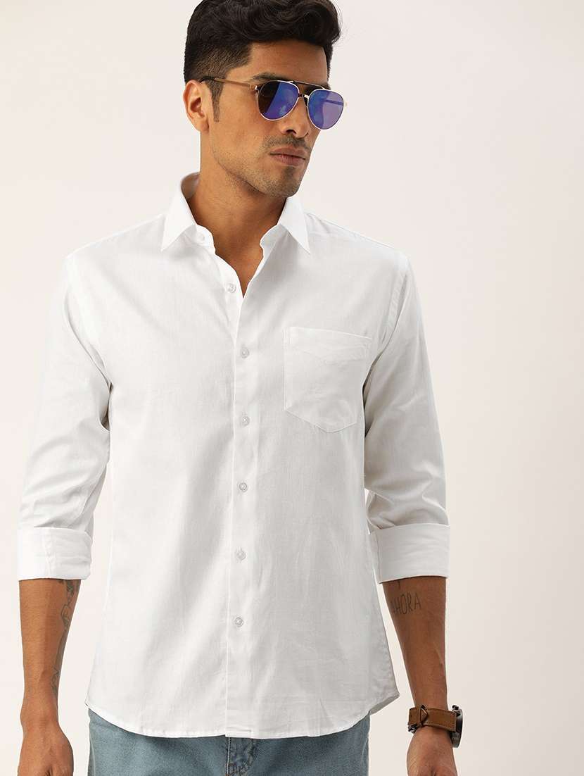 men solid collared long sleeve regular fit shirt - 22038901 - Zoom Image - 0