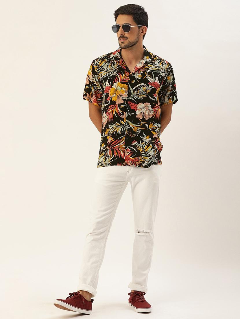 men printed cuban collared short sleeve shirt - 22038909 - Standard Image - 2