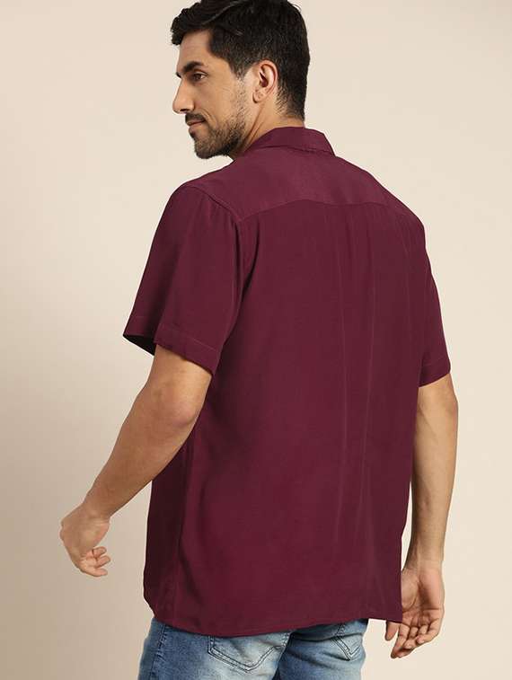 men solid cuban collared short sleeve loose fit shirt - 22038912 -  Standard Image - 2